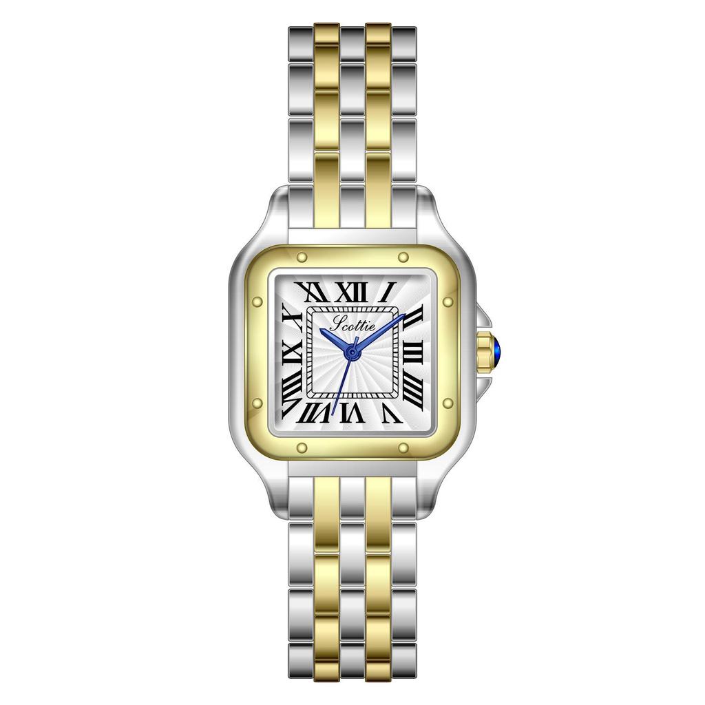 Women's Ultra-Thin Roman Numeral Square Watch with Steel Band and Waterproof Design