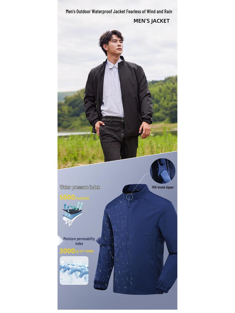 Custom Logo Stand Collar Business Windbreaker Jacket - Spring/Autumn Embroidered Team Uniform