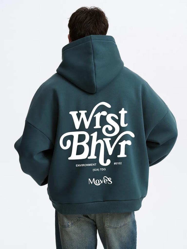 Men's Oversized Printed Hoodie Long Sleeve Casual Fleece Pullover Sweatshirt