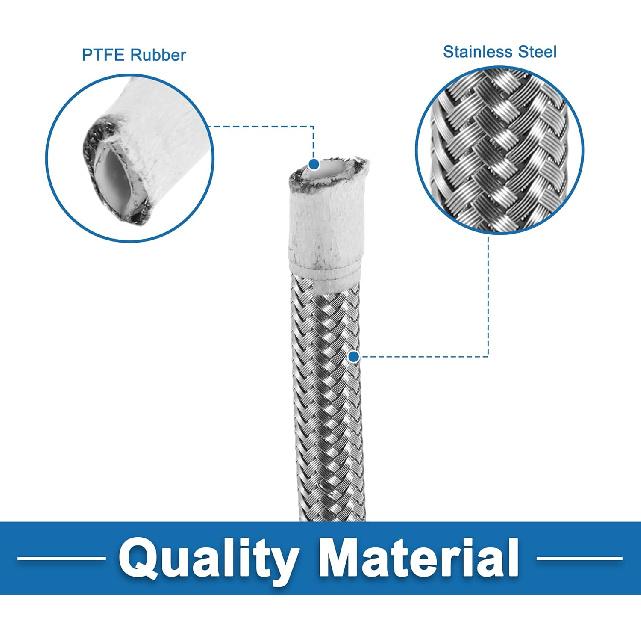 AN4 Fuel Line Hose 4AN 15ft Vacuum Hose Automotive Fuel Hose PTFE Rubber,Stainless Steel Silver Tone 1 Pcs