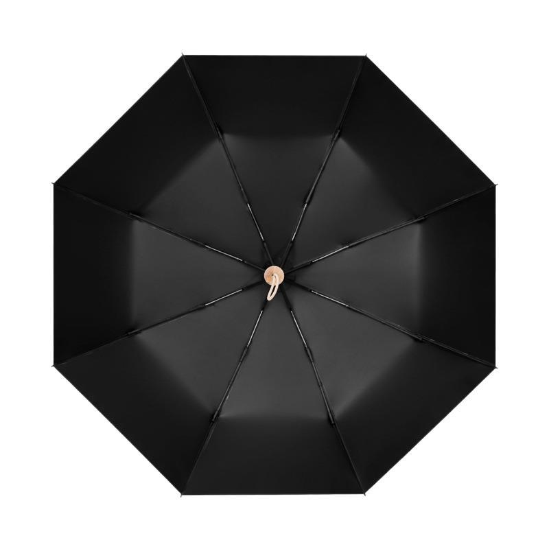 Three-fold Hand-opened Simple Plain Windproof Solid Wood Handle Men and Women Umbrella Umbrella Fixed Umbrella Umbrella