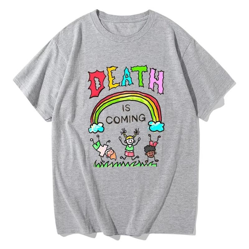 Футболка Death Is Coming Смешная Женская Одежда Харадзюку Винтаж Унисекс Футболка Хлопковая Графическая Футболка Классическая Женская Одежда Лето S