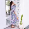 European And American Style Summer Ladies New Sleeveless Long Skirt V-neck Split Seaside Vacation Loose Printed Dress