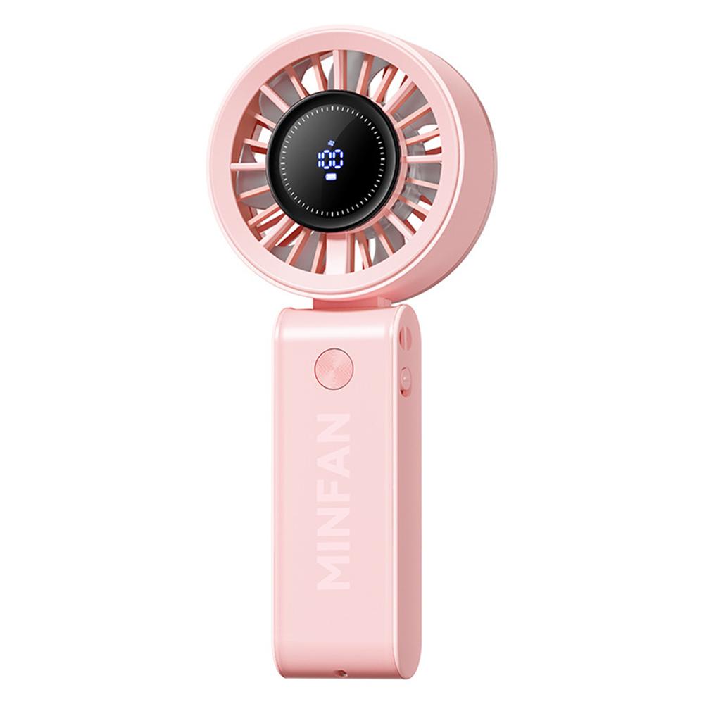 

Handheld Digital Display Outdoor Fan 100 Speed Settings Foldable Desk/Neck Fan Portable Quiet Cooling Fan Pink