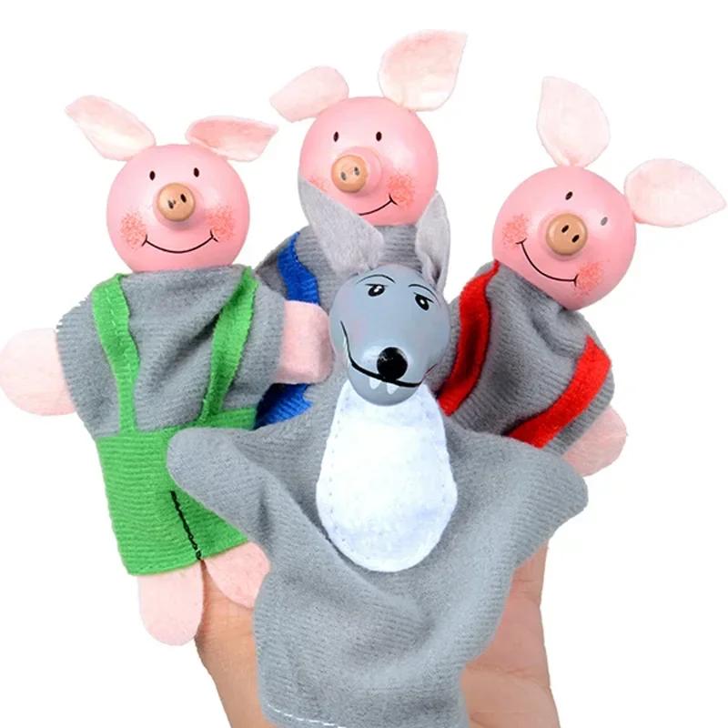 10 Pcs Animals Finger Puppets Set Baby Plush Doll Hand Cartoon Family Hand Puppet Pigs Cloth Theater Educational Toys For Kids