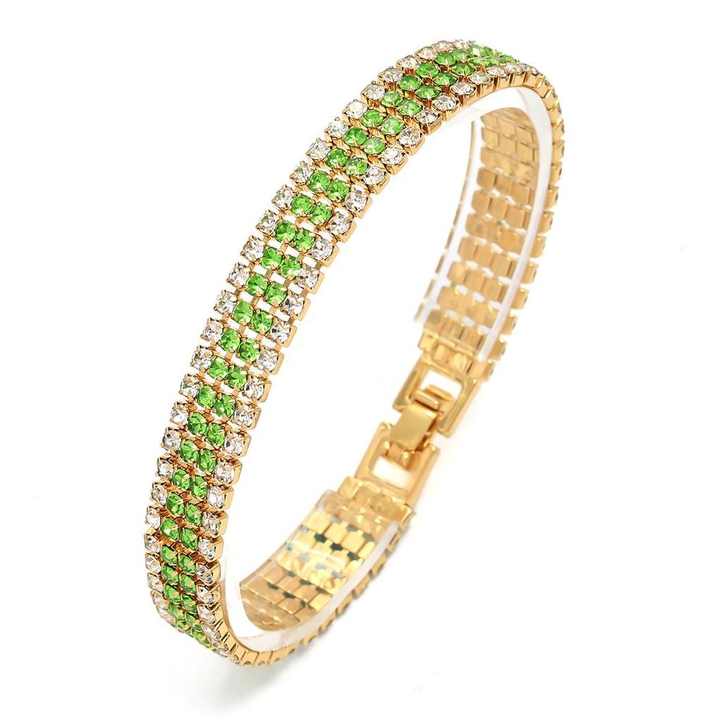 European & American Luxury Shimmering Roman Crystal Bracelet - Women's Full Diamond Claw Chain