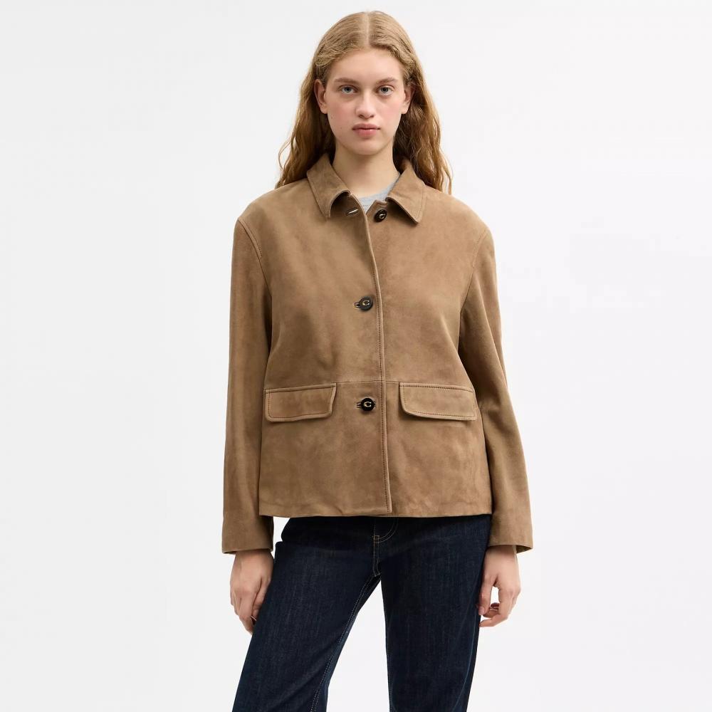 Coach Suede Coat Umber