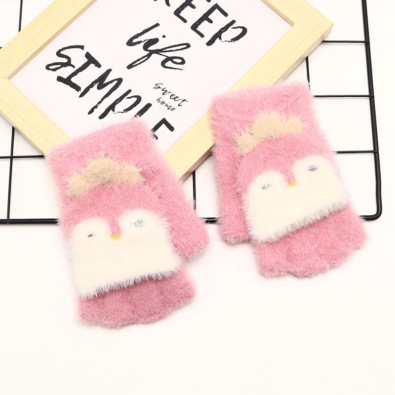 Children's Winter Wool Flip-Top Gloves - Warm, Cartoon Design for Elementary Boys & Girls