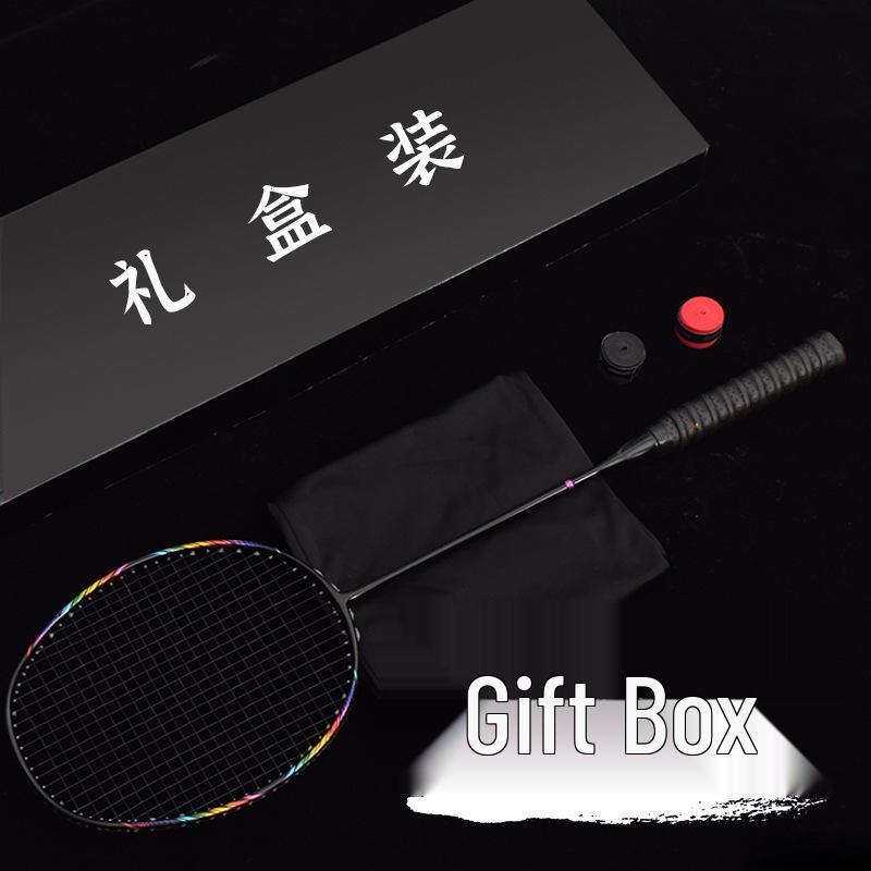 Pacco regalo: Racchetta da Badminton Monopezzo 8U in Full Carbon - Design Offensivo Leggero con Assorbimento degli Urti