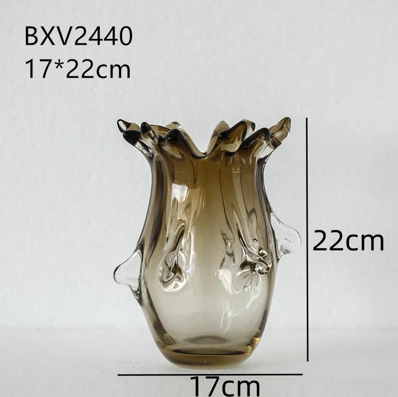 Vase en Verre Épais Irrégulier Pots à Fleurs de Bureau Arrangements Floraux Vases Hydroponiques Vases Décoratifs Vase pour Fleurs Sèches
