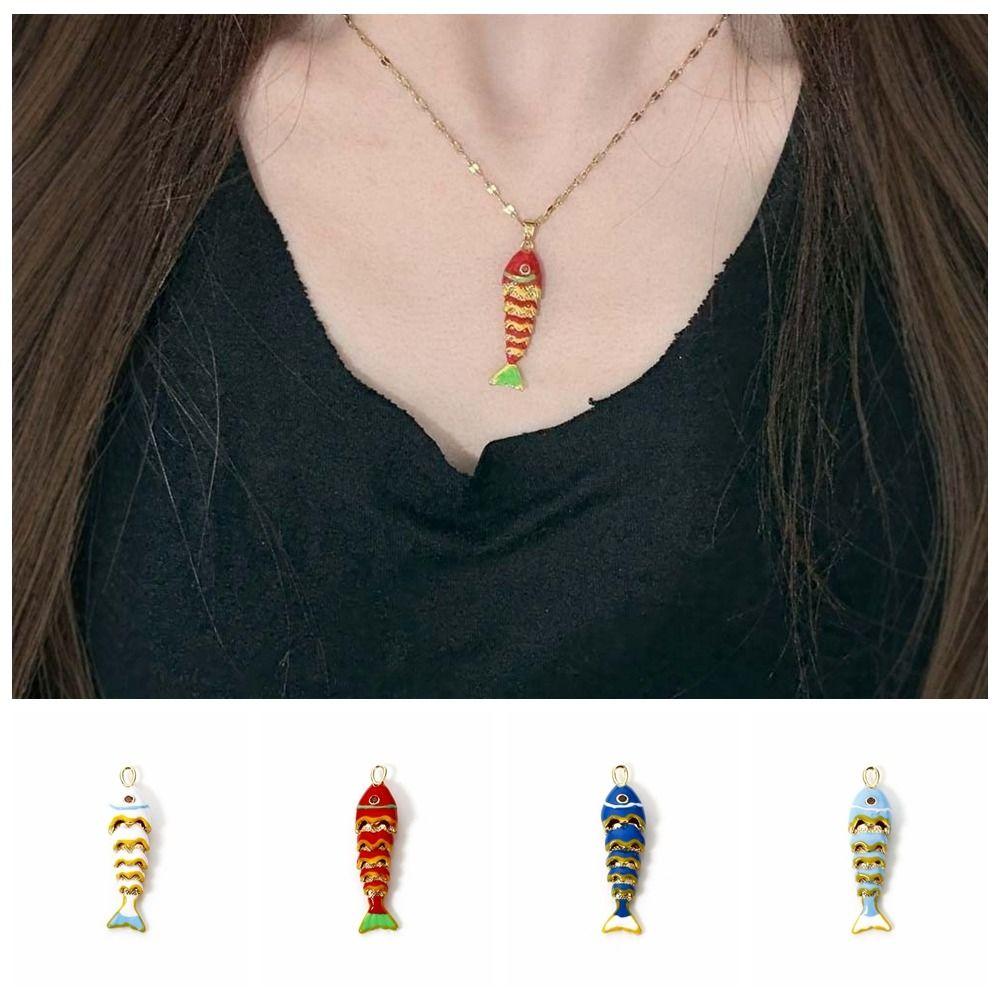 3D Plated Enamel Fish Charms Carp Drip Oil  Fish Bag Pendant Movable Mini Metal Fish  Key Ring