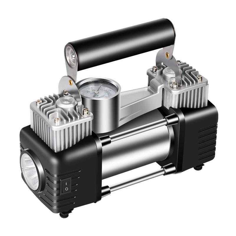 150W Dual Cylinder Car Air Pump - Automatic Stop High-Pressure Inflatable for Tires