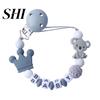 Cute Koala Letter Beads Silicone Teether Bracelet Teething Soother Pacifier Clip