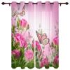Pink Rose Flower Butterfly Curtains for Bedroom Living Room Drapes Kitchen Children's Room Window Curtain Modern Home Decor