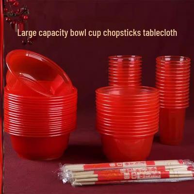 Disposable Festive Plastic Bowl and Chopstick Set