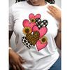 Europäische Größe Damen Lässige Kurzarm-Rundhals-T-Shirts Geeignet für Frühling Sommer - Lässige & Büro-Oberteile mit Herz-Print