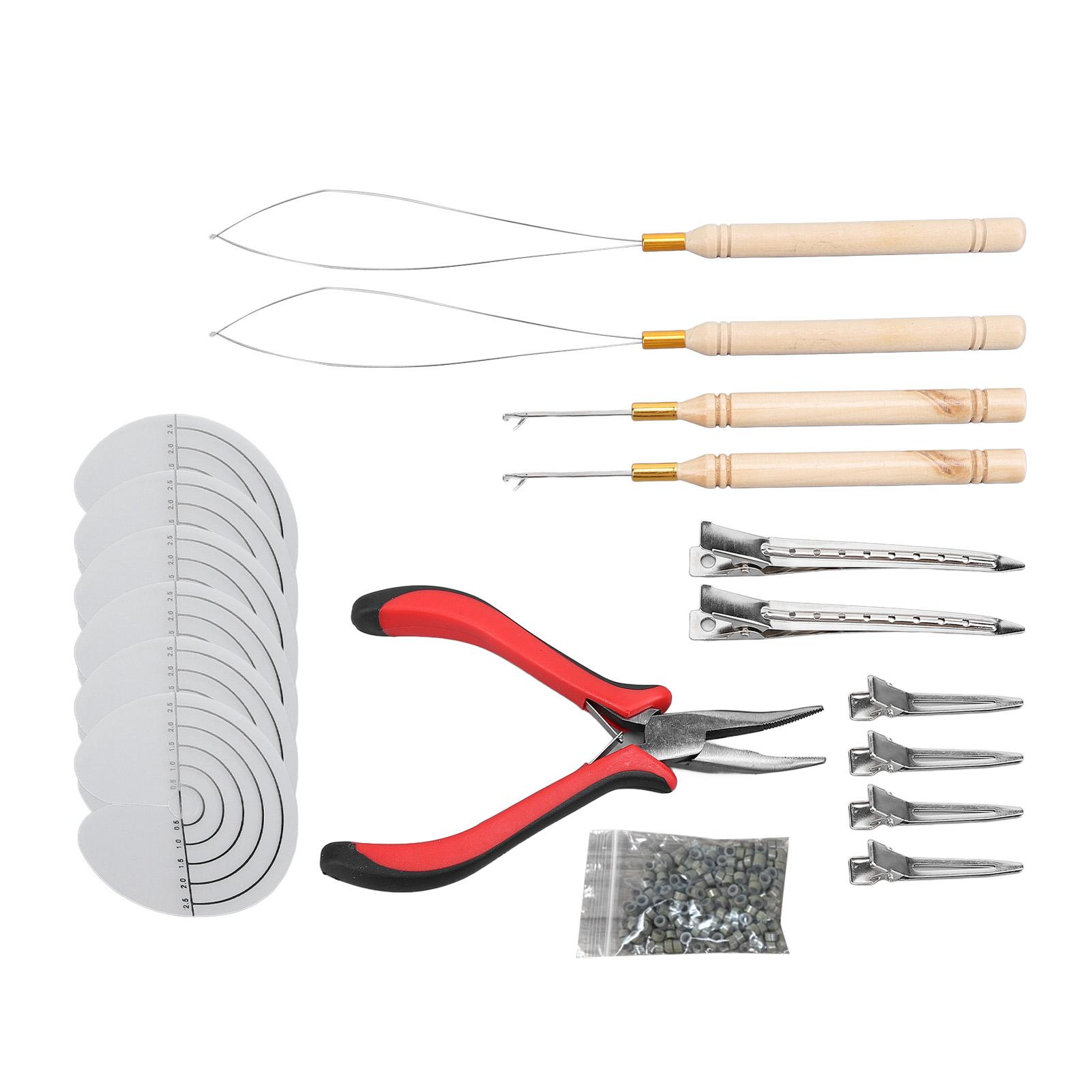 

Hair Extension Tool Kit Silicone Ring Hair Extension Pliers Micro Pulling Hook Needle Loop Threader and Micro Link Tool Kit