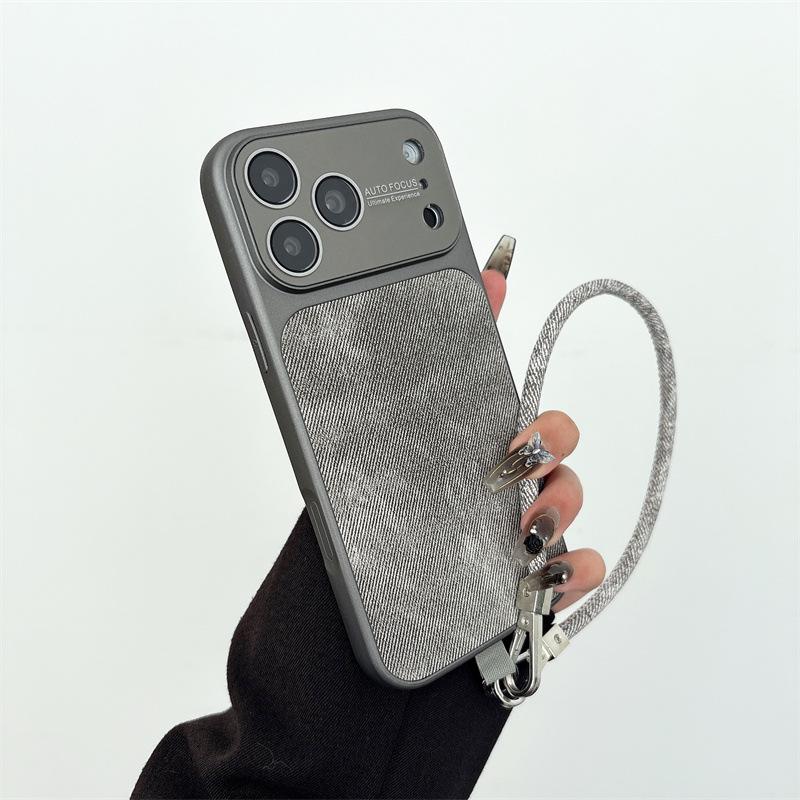

iPhone 15/14/13 Pro Max Drop-Proof Denim Texture Case with Hand Strap 16 Pro Max
