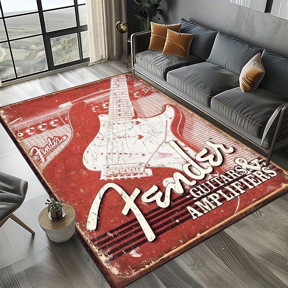27 Style New 3D Fender Retro Guitar Instruments Music Carpet Rug for Living Room Bedroom Home Sofa Decoration,Non-slip Floor Mat