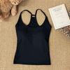 Women's Summer Hot Girl Pure Style I-Back Tank Top with Chest Pad, Solid Color, Versatile Sports Design