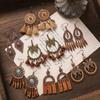 Vintage Ethnic Unique Brown Earrings for Women Bohemian Unusual Geometric Tassel Water Drop Earring Female Jewelry