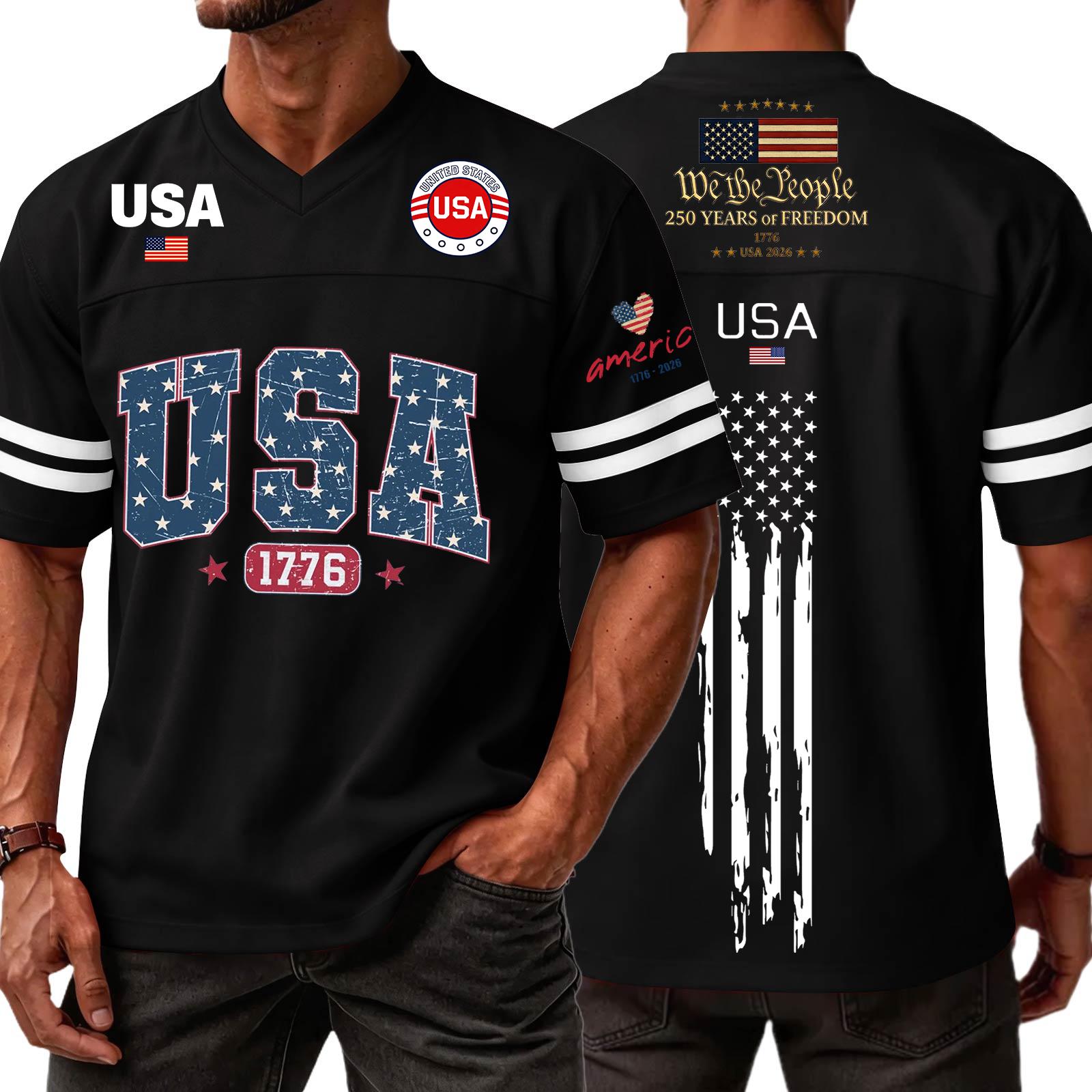 

Men s Casual Fashion V-Neck Independence Day Print Short Sleeve Sports T-Shirt Top L чёрный