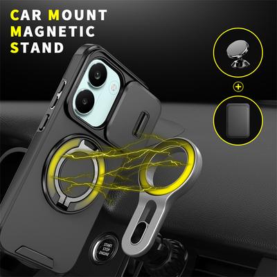 Funda For Xiaomi Poco X8 Pro Max 5G Case Car Magnetic Holder Ring Armor Phone Case For Poco X8Pro Max Slide Lens Protector Cover