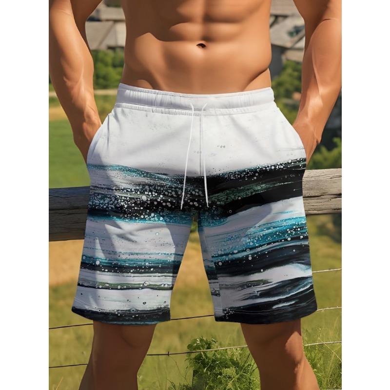 

Men s summer digital printed beach pants, breathable, loose, casual, vacation, seaside trendy five-point shorts S