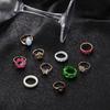 Fashion Personality Colored Butterfly Flower Mushroom Love 10-Piece Set Drip Oil Ring