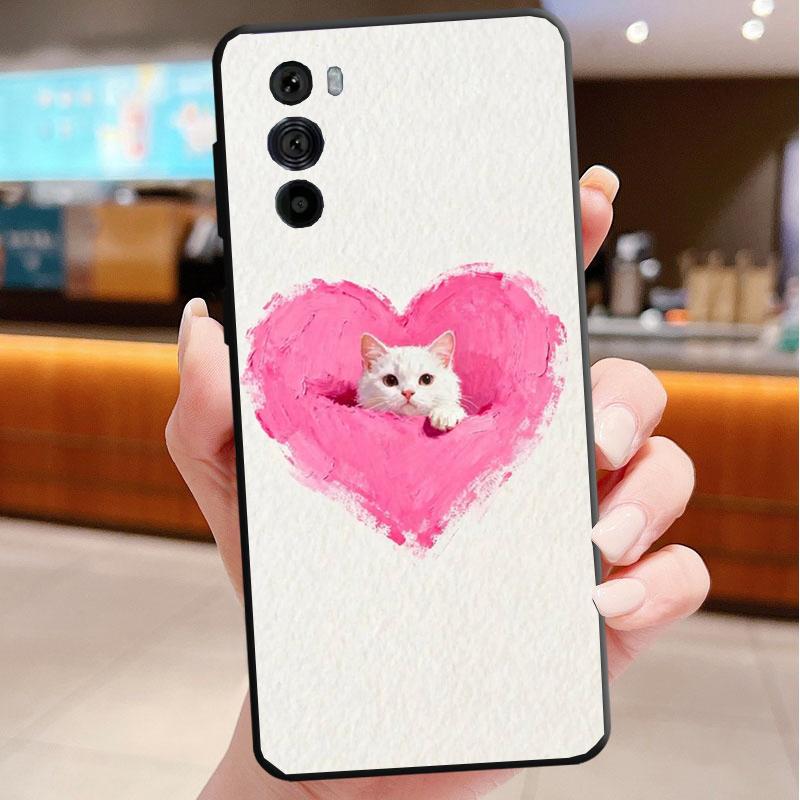 Cute Cat Phone Case For Motorola Edge 60 50 40 Pro 60 50 40 30 Ultra Neo Fusion Moto G Play G Stylus G Carcasas