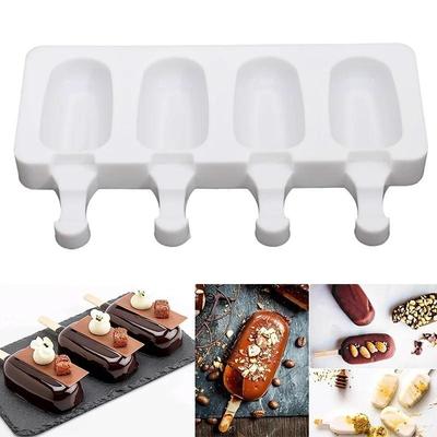Stampo per Gelato in Silicone Fai da Te Stampi per Ghiaccioli Fatti in Casa Congelatore Succo 4 Celle Grande Dimensione Vassoio per Cubetti di Ghiaccio Stampo per Fare Ghiaccioli a Barilotto
