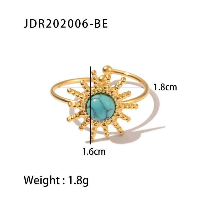 Retro Stainless Steel Gemstone Ring with Gold Band Jewelry From The Vintage Era