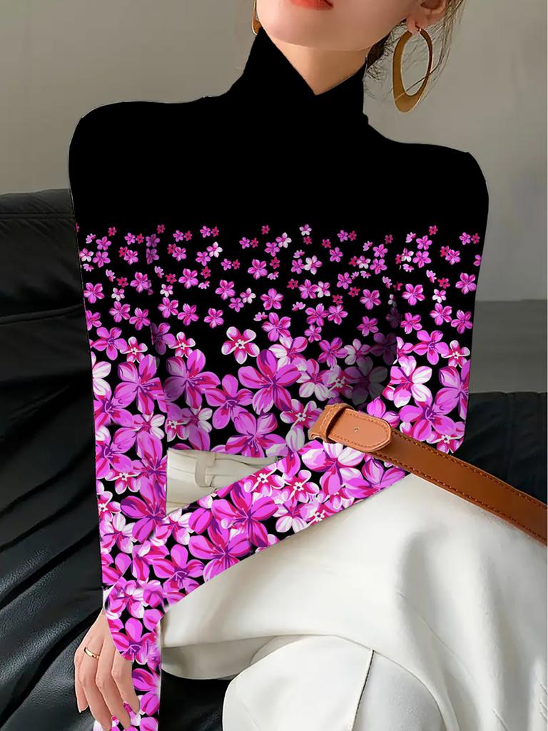 Women's cheongsam collar long-sleeved T-shirt, suitable for women, regular version