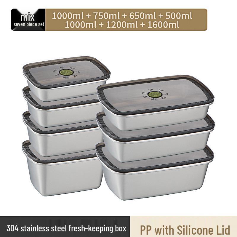304 Stainless Steel Fresh-Keeping & Storage Box for Refrigerator, Ingredients, Picnic, and Lunch.