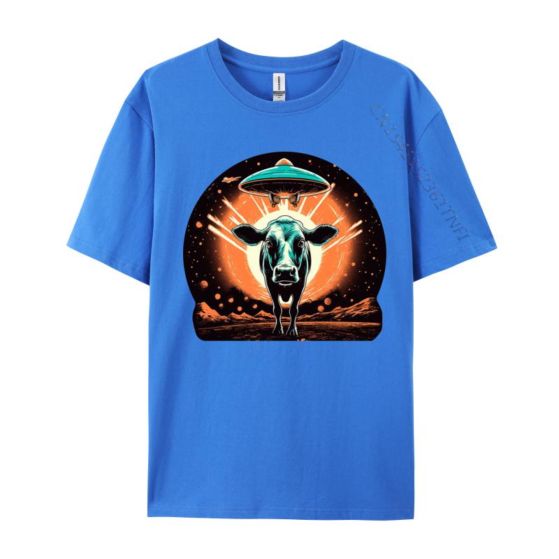 Cosmic Cows Tshirt New Design Graphic Cotton T Shirt For Men Novelty Top Blouse For Autumn Cream T Shirt