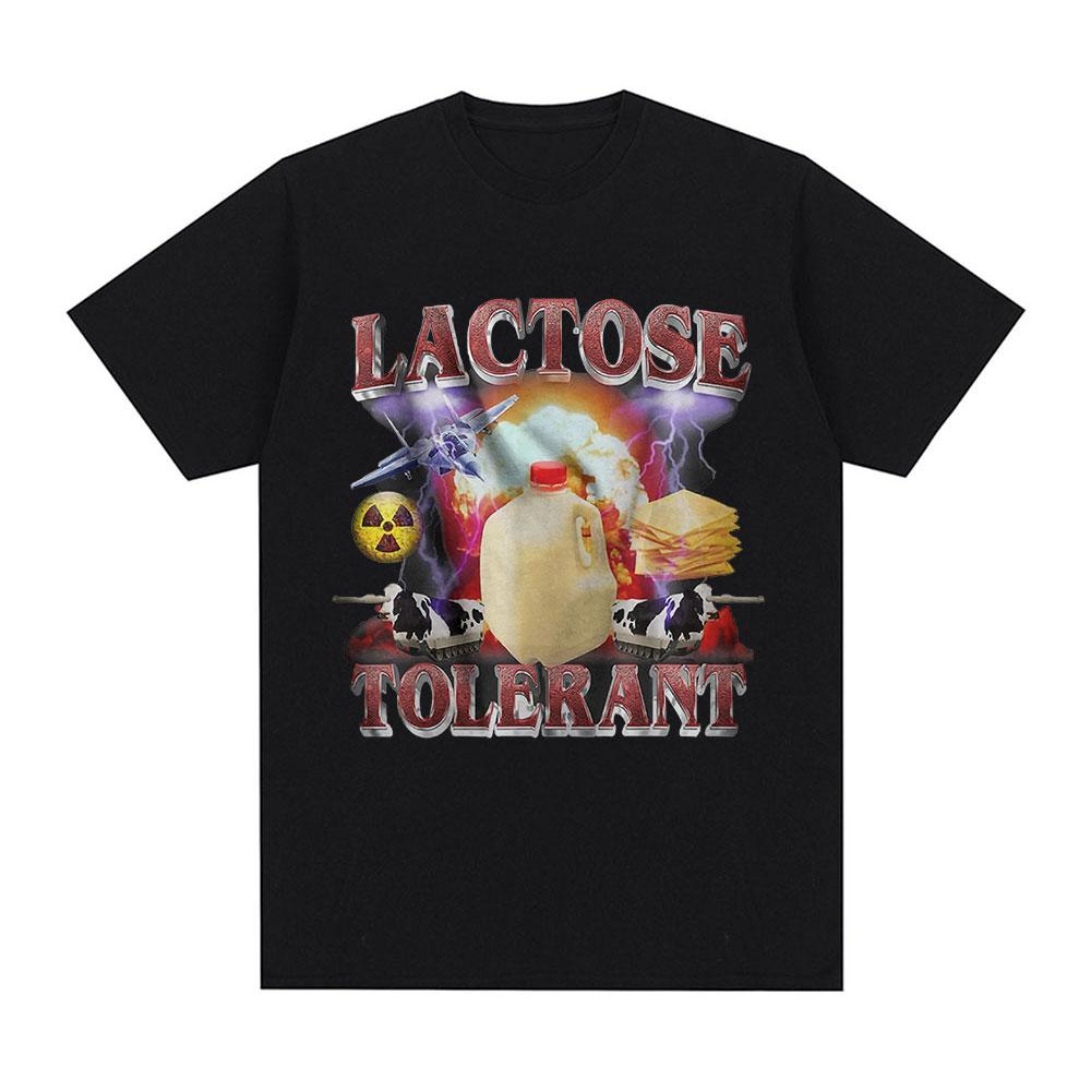 Lactose Tolerant Graphic Print T-Shirt Women Vintage Fashion Short Sleeve T-shirts 100% Cotton Casual Cozy Summer T Shirts
