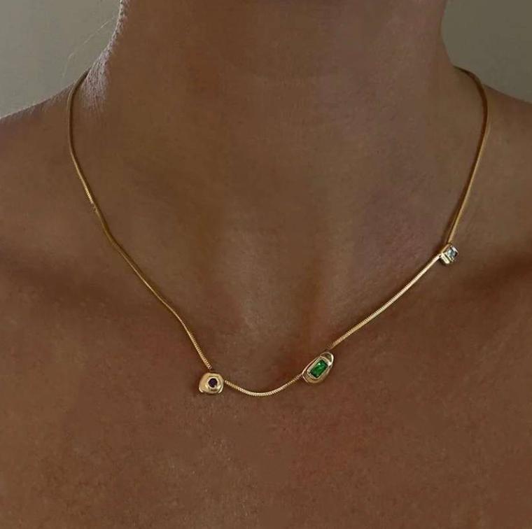 Mihmily Brand - Vintage French Gemstone Necklace, Gold Fashion, Elegant and High-end Style, Bring Good Luck