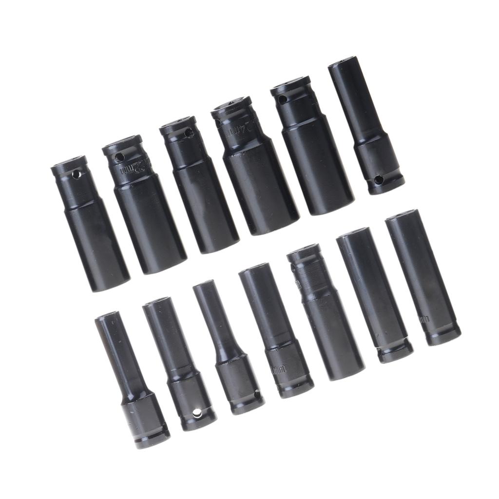 10/13Pcs Efficient 1/2" Drive Deep Impact Socket 6 Point for Efficient Screw Tightening Automotive and Furniture Repair
