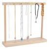 1set Rectangle Wooden Necklace Organizer Display Stands with 12pcs Light Golden Iron Hooks Blanched Almond 30x7.6x26.5cm