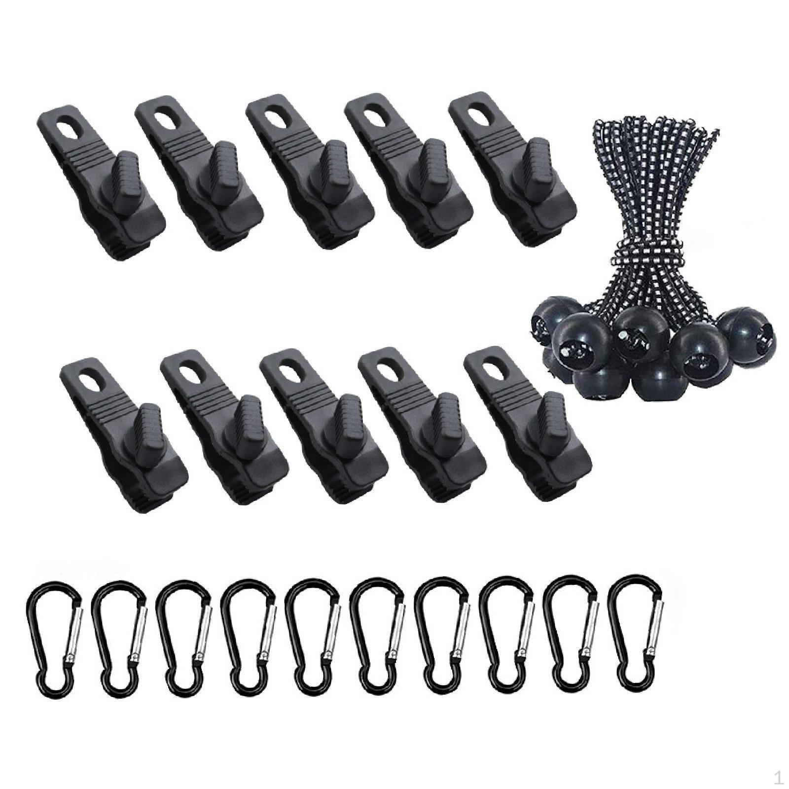 

30 шт./набір Затискачі для брезенту Карабіни Шнури Інструменти для кемпінгу Пряжка Намет Укриття Затискач Замок Ручка Відкритий White Dot Rope_Black Carabiner