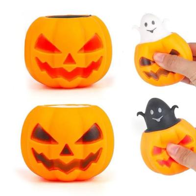 Creepy Pumpkin Pinch Toy 12Pcs Pop-up Ghost Squeeze Toy Stress Relief Head Sensory Halloween Toys Fidget for Party Favors Set