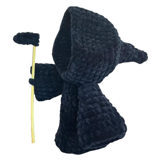 Crocheted Grim Reaper Handmade Reaper Doll Witchy Ghost Crochet Doll Bag Charm Tabletop Decoration Gift for Halloween Lovers