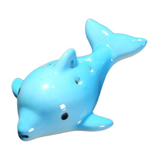 

Ретро Окарина Очаровательная Керамическая Большая Окарина с 6 отверстиями в виде дельфина для начинающих светло-синий