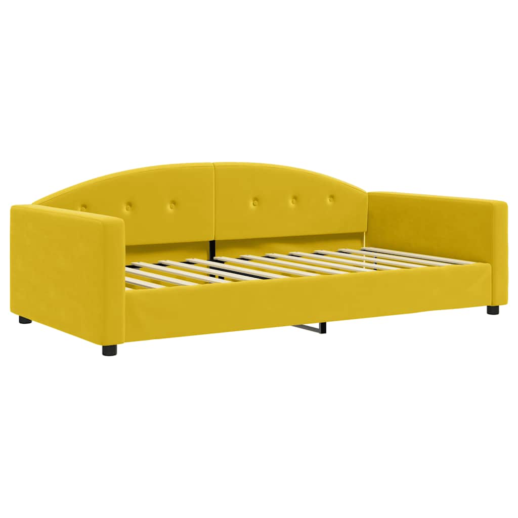 Extendable Daybed with Mattresses Yellow 100x200 Cm Velvet