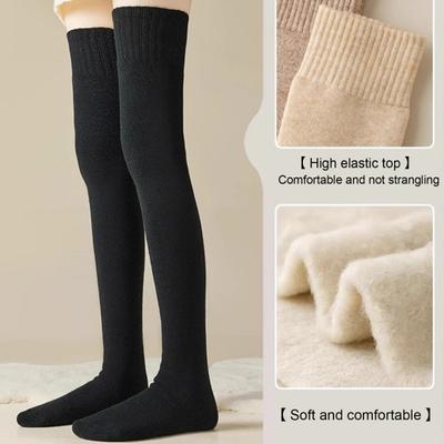 1 Paio Calzini Invernali da Donna Calzini Peluche Sopra il Ginocchio Antiscivolo Tinta Unita