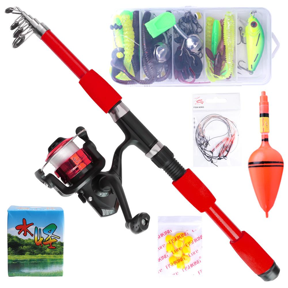 1.8m/2.1m Telescopic Sea Rod Set with 77Pcs Lure Accessories 2.1 m красный