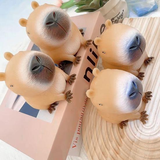 2/4/6Pcs Capybara Squeeze Toy Stress Anxiety Relief Sitting Capybara Toy Portable Kids Teens Adults TPR Animal Sensory Soft Stress Ball Fidget Toy
