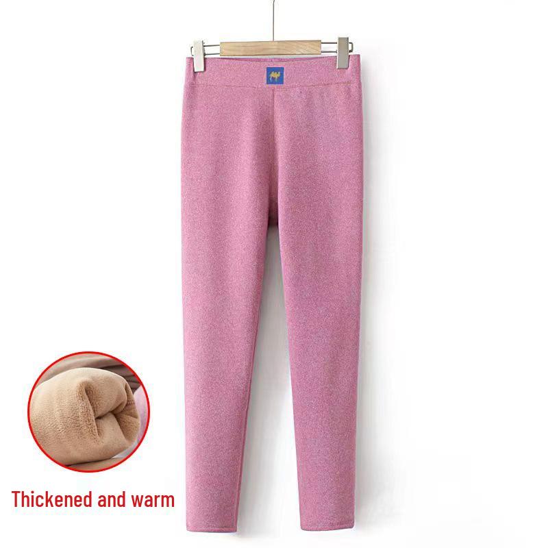

Women s Camel Wool & Fleece Thermal Pants - Thick, Large Size, Perfect for Autumn & Winter 3XL [115-135] розовый