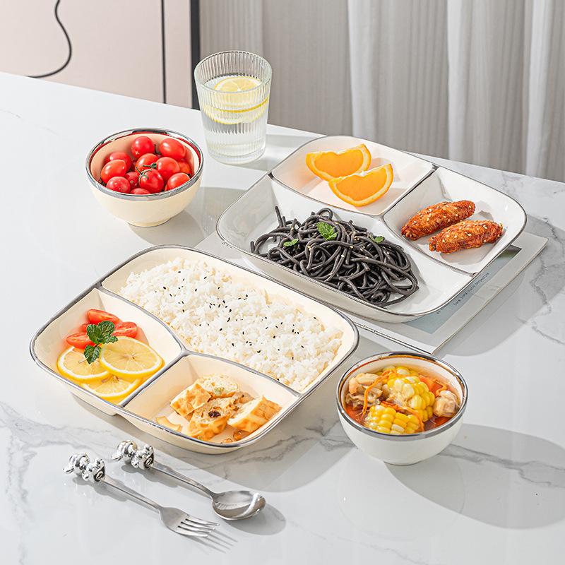 Farfurie ceramică de uz casnic compartimentată de lux ușor