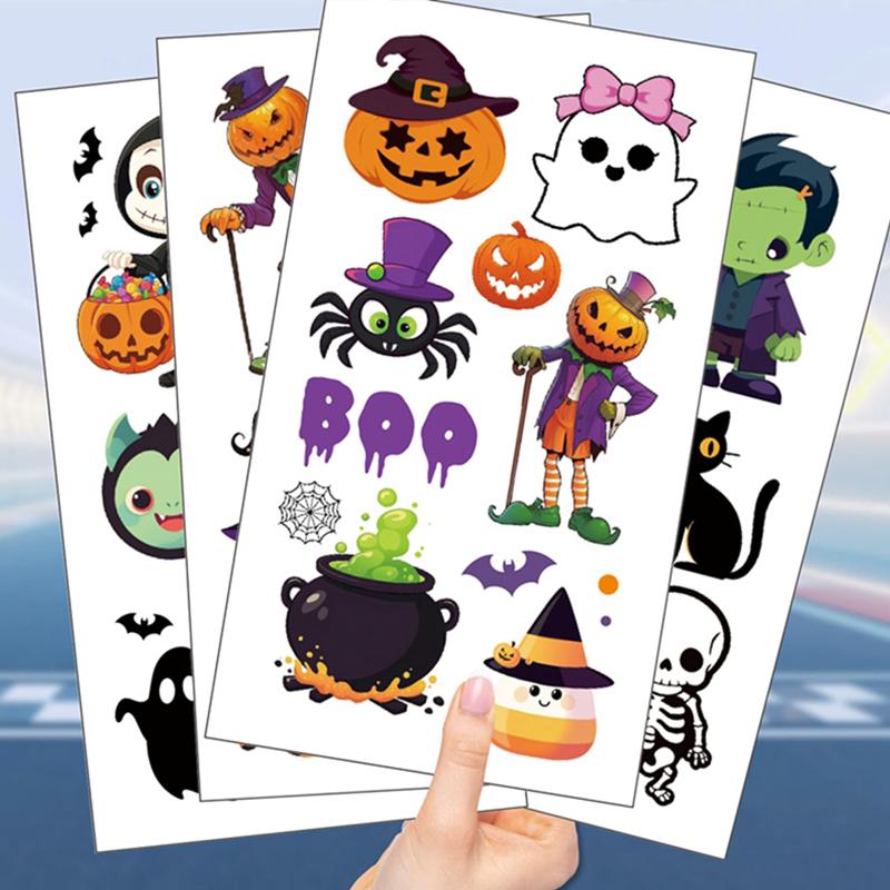 10pcs Halloween Tattoos Pumpkins Stickers Temporary Tattoos Waterproof Stickers For Face Body Tattoo Kids Halloween Party Props